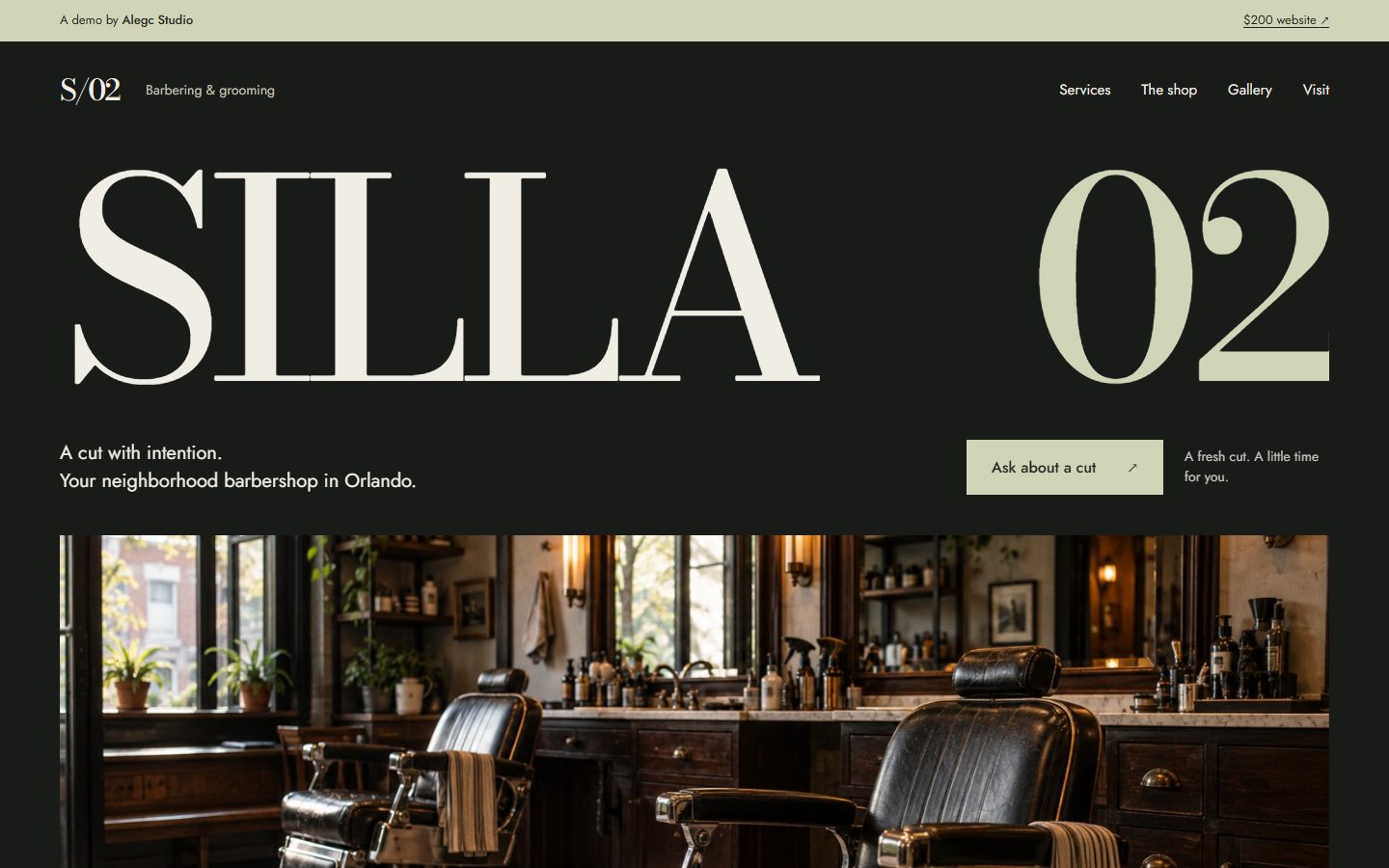 Desktop view of Silla 02, an Alegc Studio barbershop concept